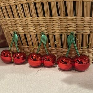 NWT Target dollar spot cherry Christmas tree ornaments set of 3